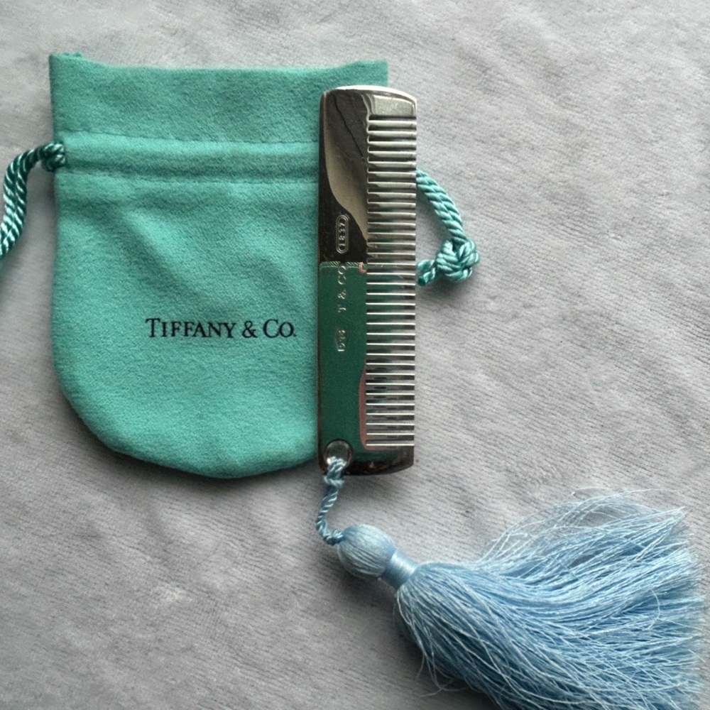 Tiffany & Co. Silver “1837” Baby Comb with Blue Tassel